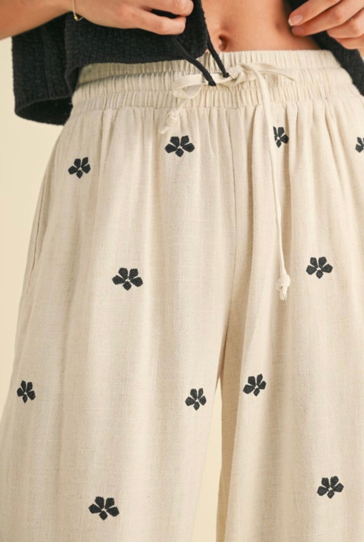 Embroidery Linen Pants