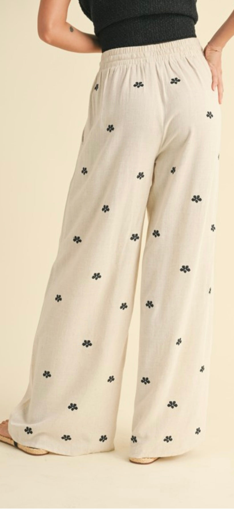 Embroidery Linen Pants